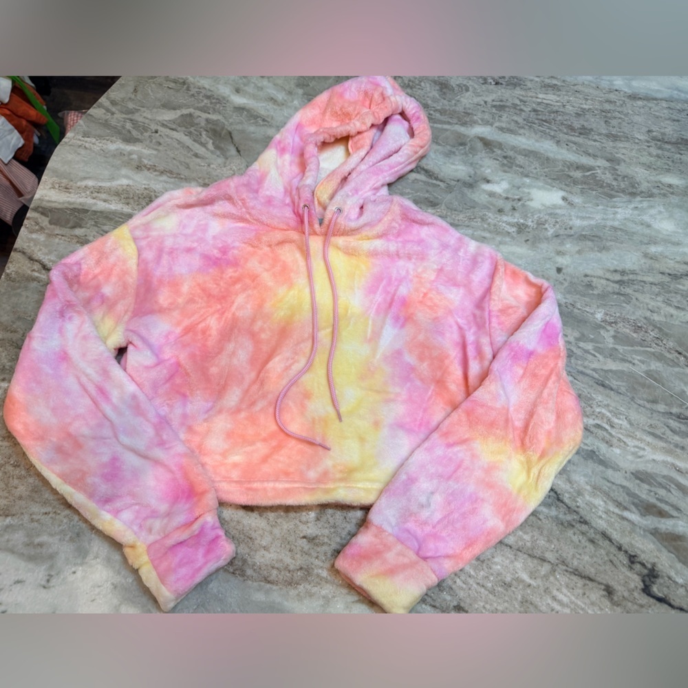Miss Posh Pastel Tie Dye Fleece Hoodie and Shorts Set Rainbow Medium